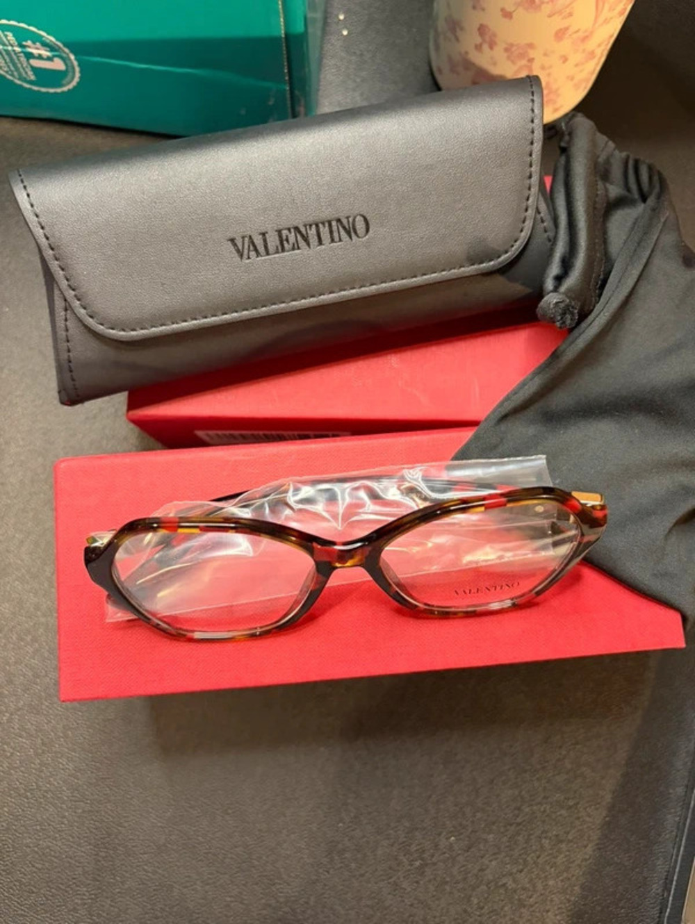 Valentino Red Havana Eyeglasses with Case and Box